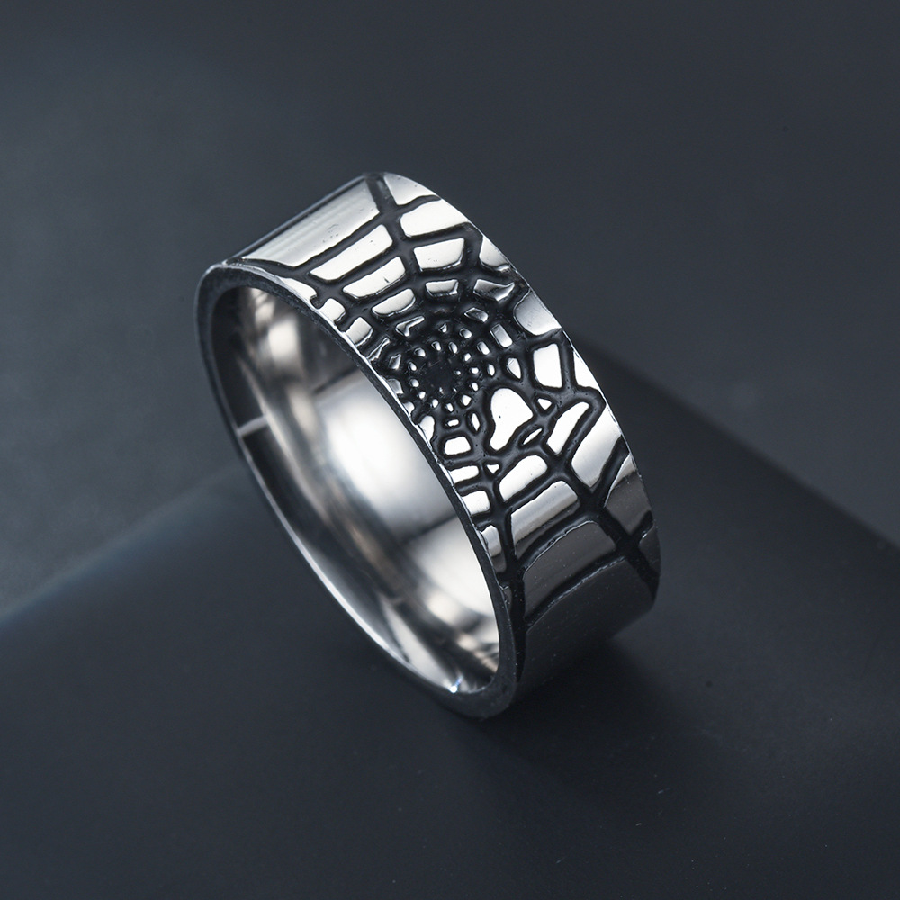 Men Accessories Wedding - Paslanmaz Çelik Basit Örümcek Web Yüzük