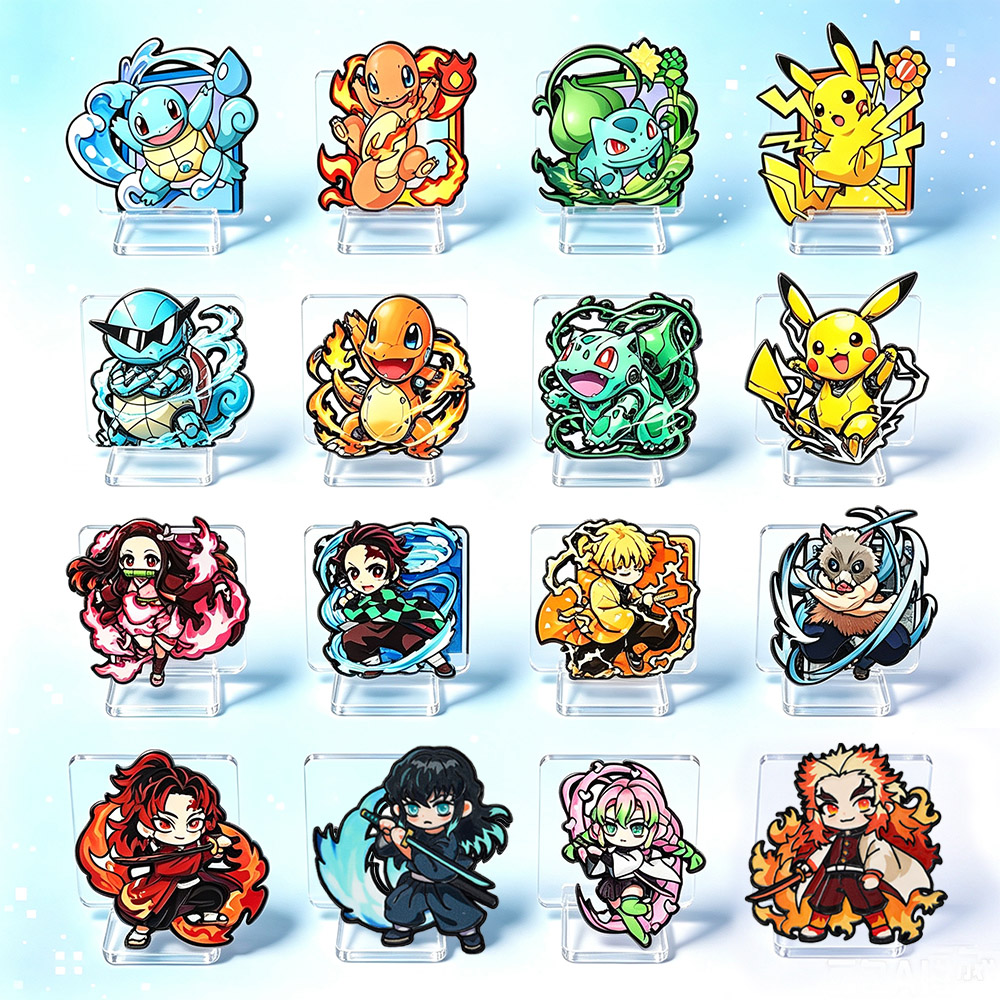 Lapel Pin Enamel - 8 Adet Anime Pokemon & Demon