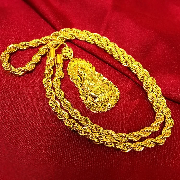 Men Accessories Look - Erkek AU999 24K Gerçek Altın Kolye