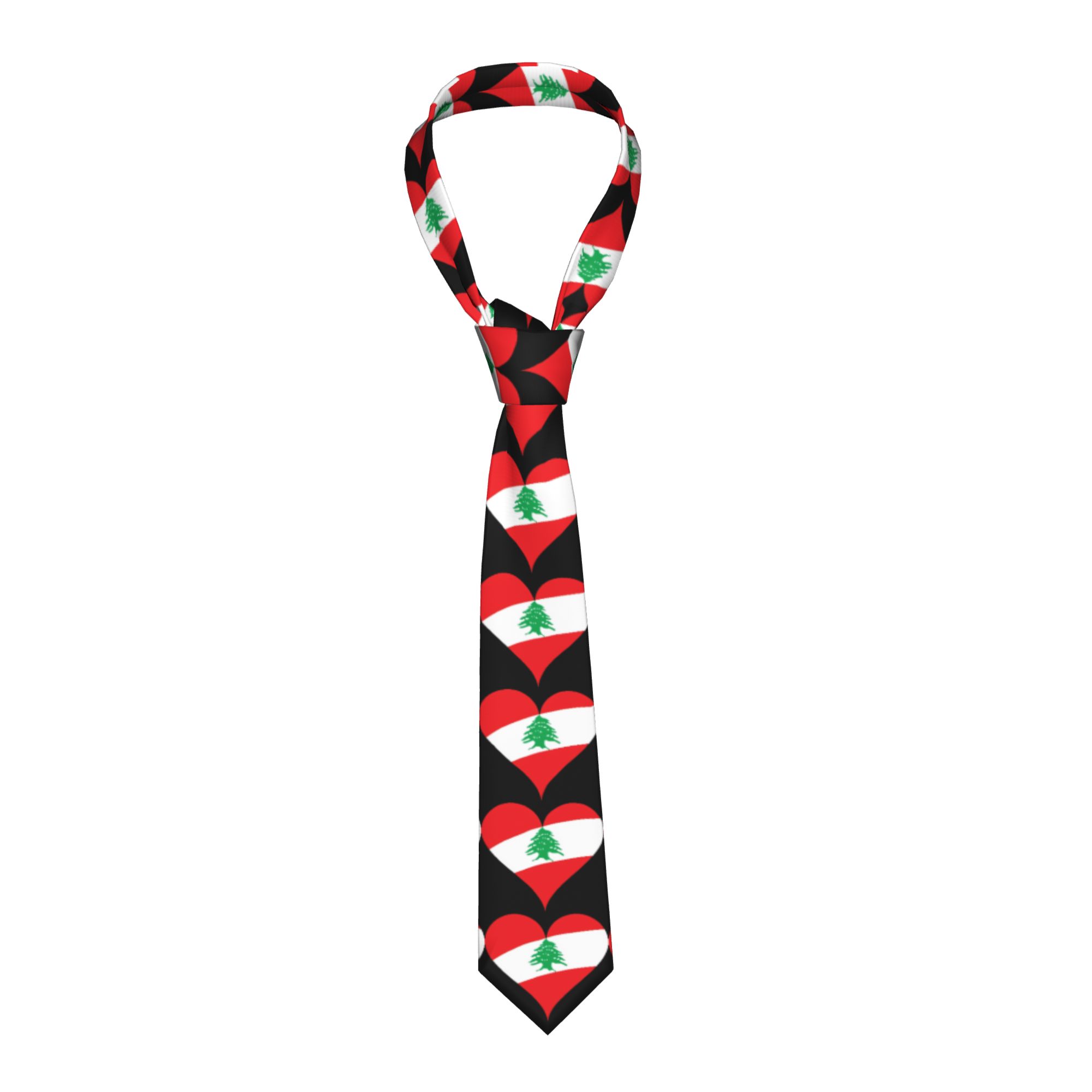 Men Accessories Lebanon - Lübnan Bayrağı Kalp Kravat Düğün Parti