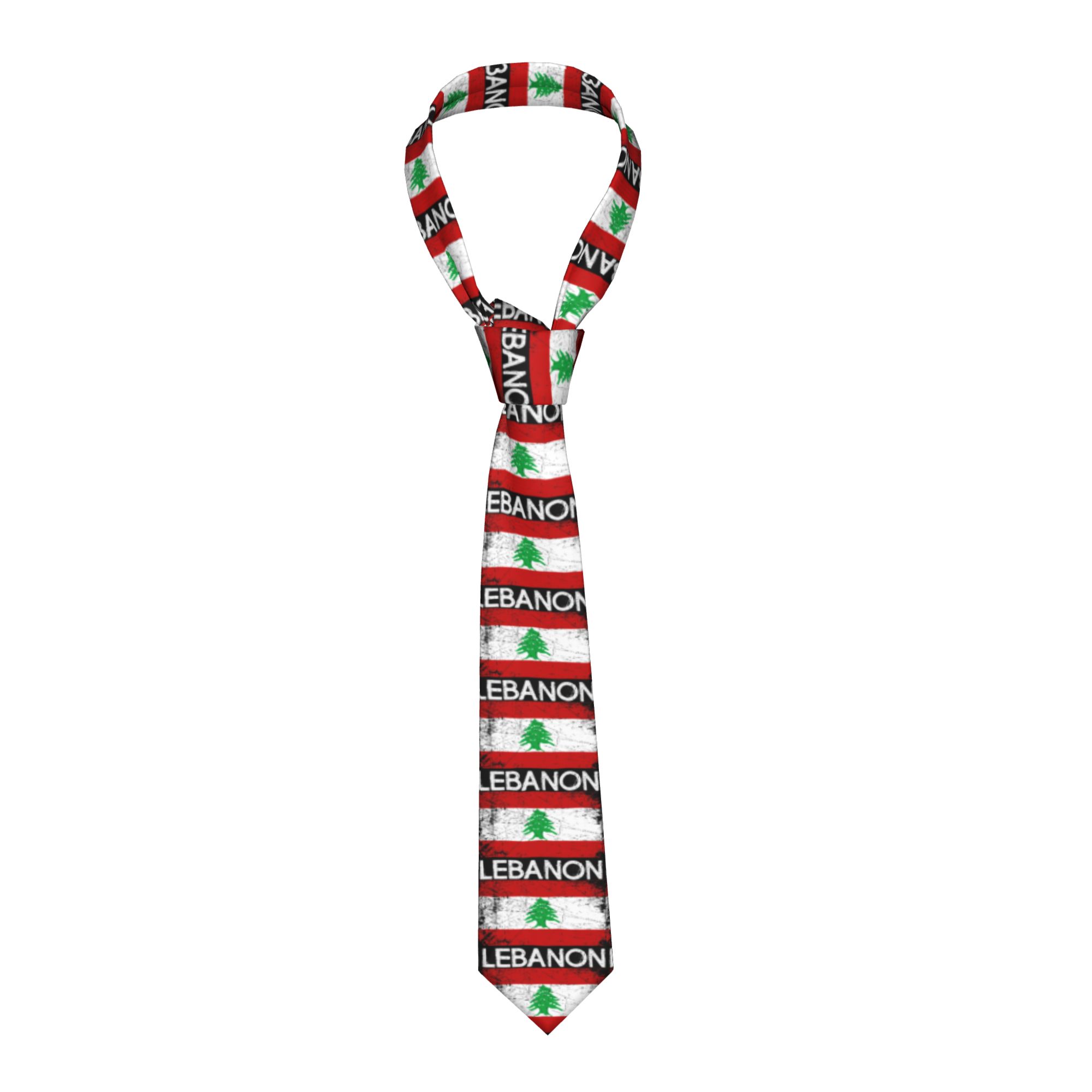 Men Accessories Lebanon - Lübnan Bayrağı Lübnan'da Üretilmiştir Kravat Düğün