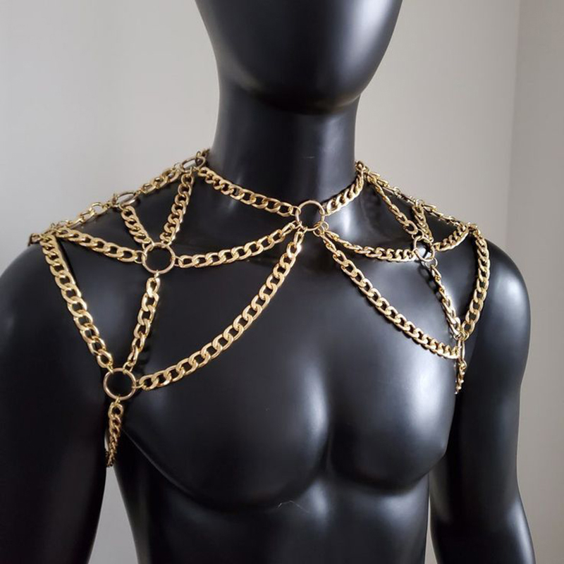 Men Accessories For Beach - Punk Erkekler Omuz Vücut Zinciri Geri
