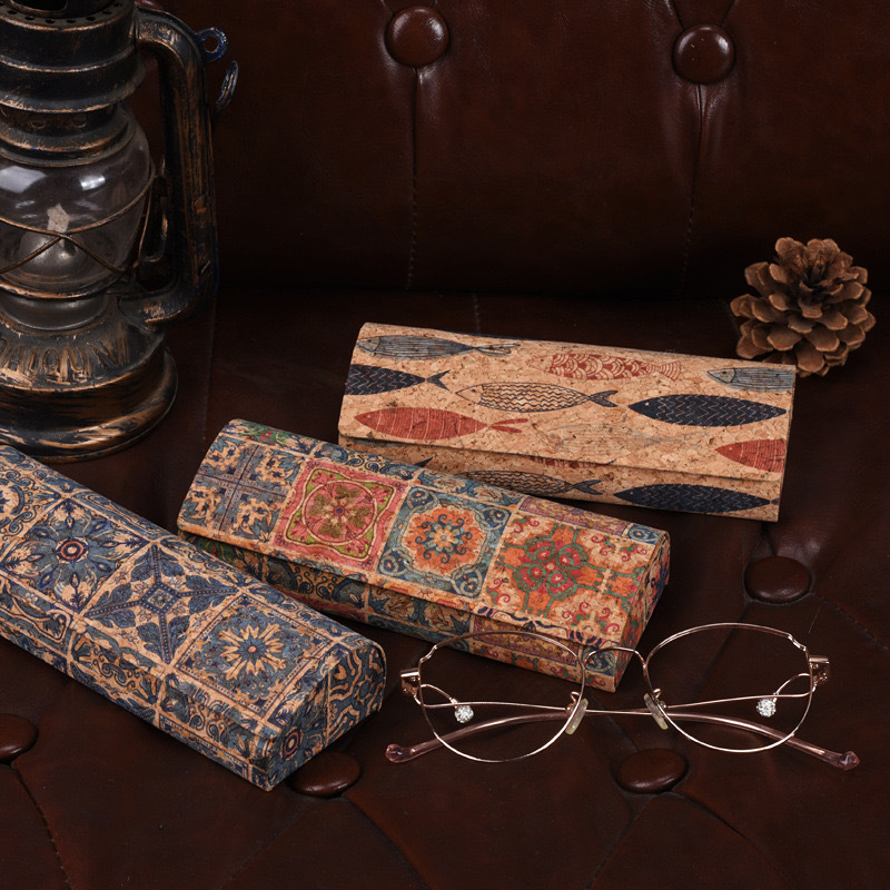 Men Accessories Look - Doğal mantar gözlük kılıfı sert kabuklu