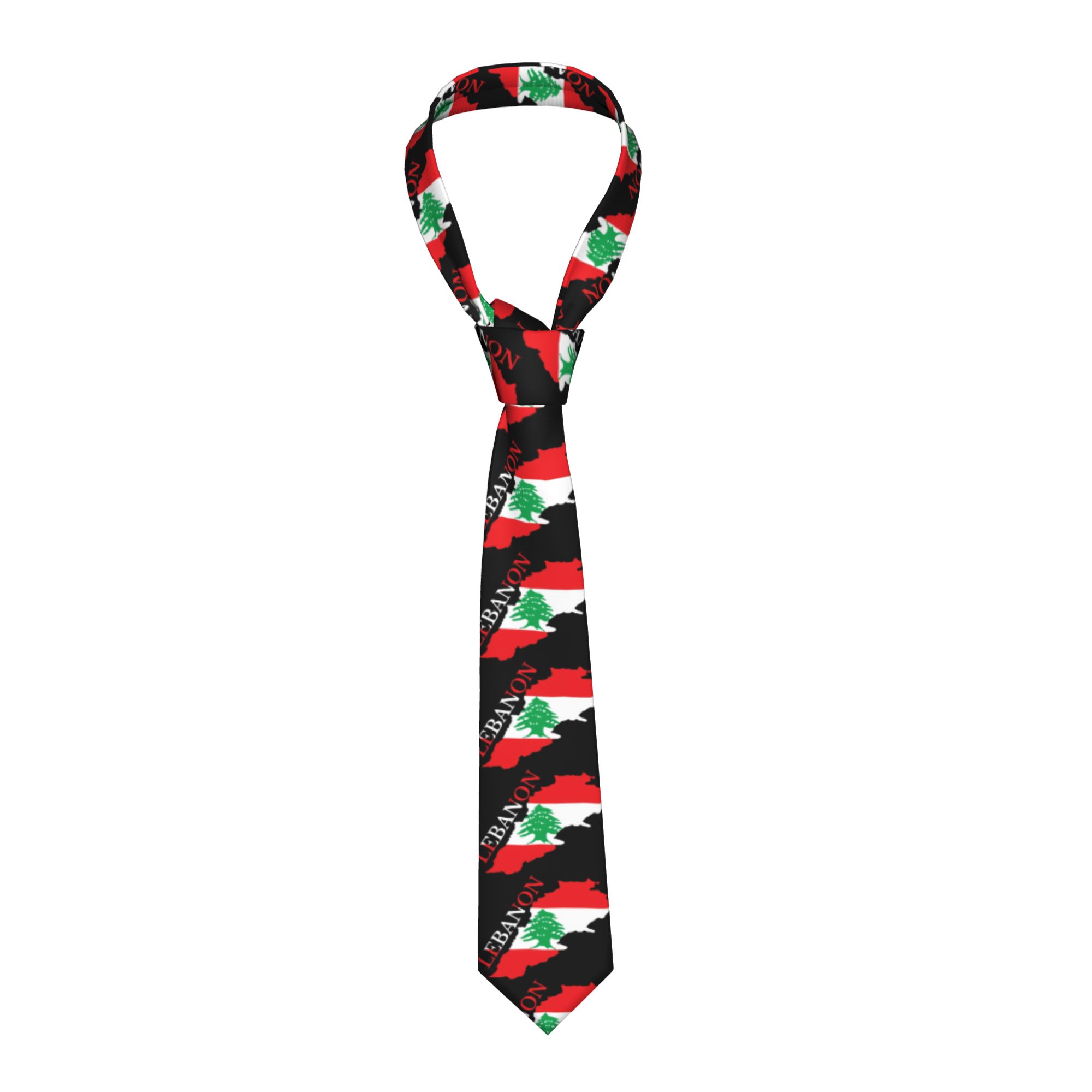 Men Accessories Lebanon - Lübnan Bayrağı Haritası Kravat Cosplay Parti