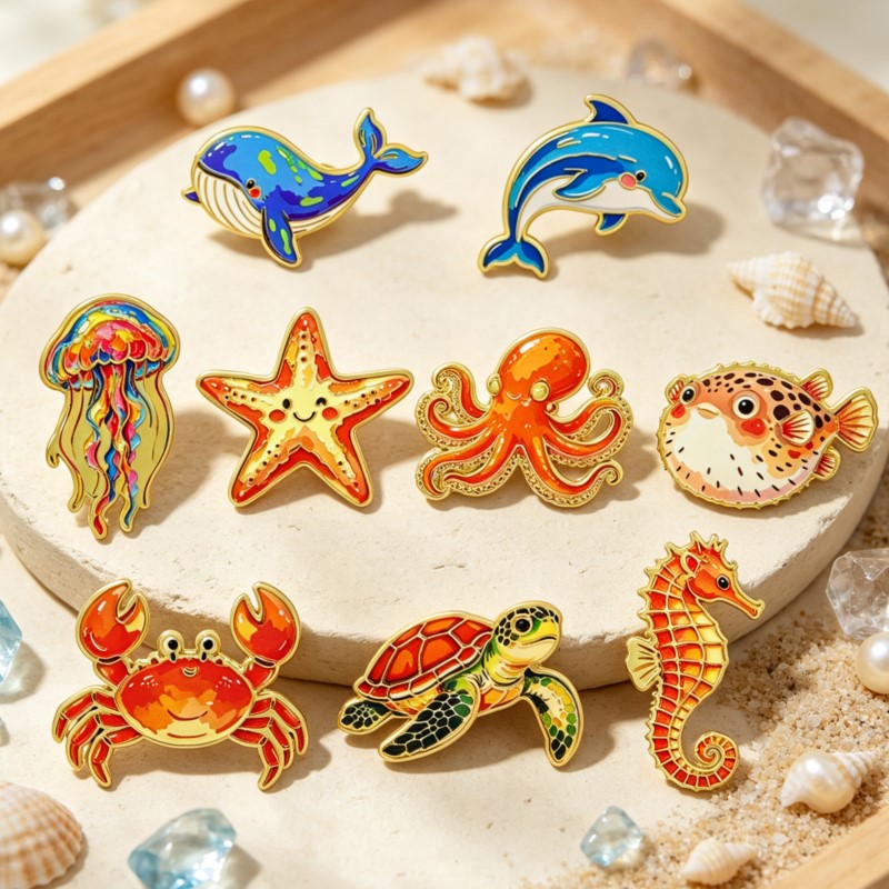 Canlı Okyanus Hayvanı Emaye Ro - Lapel Pin Enamel incelemesi ve fiyatı