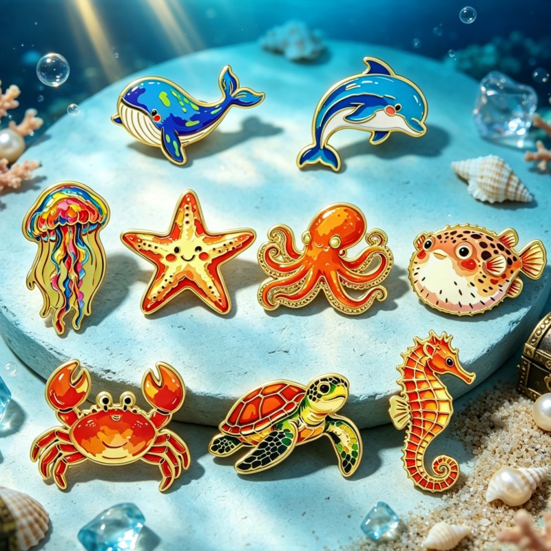 Canlı Okyanus Hayvanı Emaye Ro - Lapel Pin Enamel incelemesi ve fiyatı